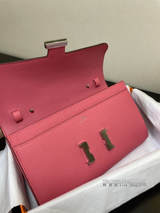 Hermes女士小挎包 愛馬仕Constance康康to go斜挎包 唇膏粉銀扣  tdh2296
